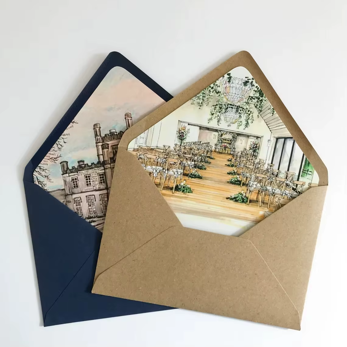 Navy Blue Kraft Wedding Envelope Set