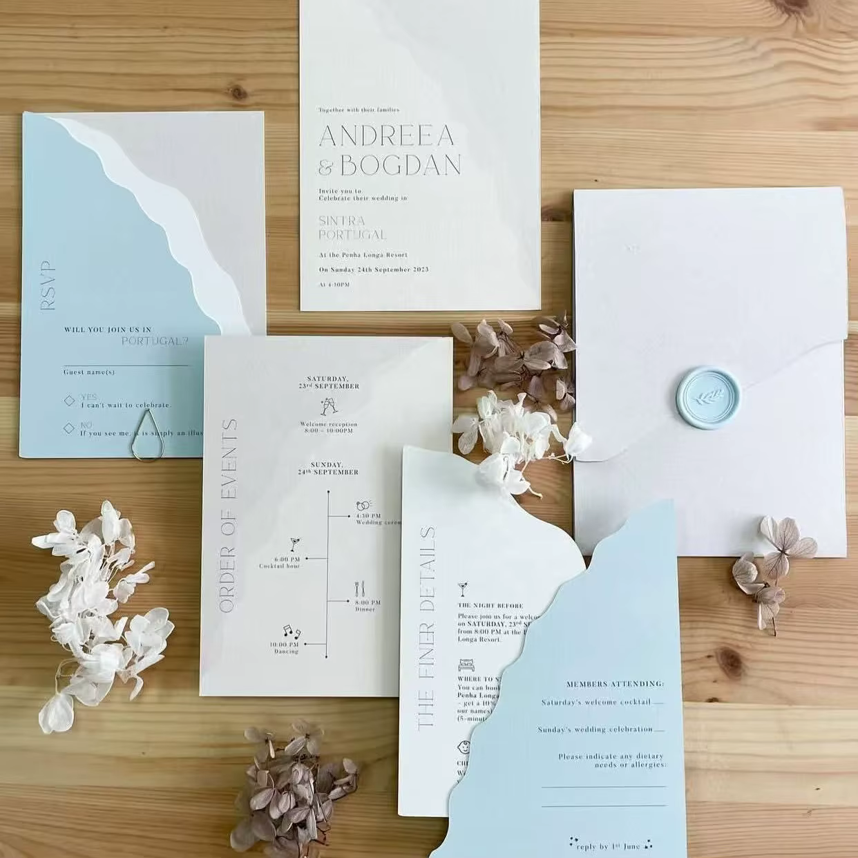 Custom Wedding Invitations Including Invitation Card RSVP Card Itinerary Card Art Paper with Digital Printing