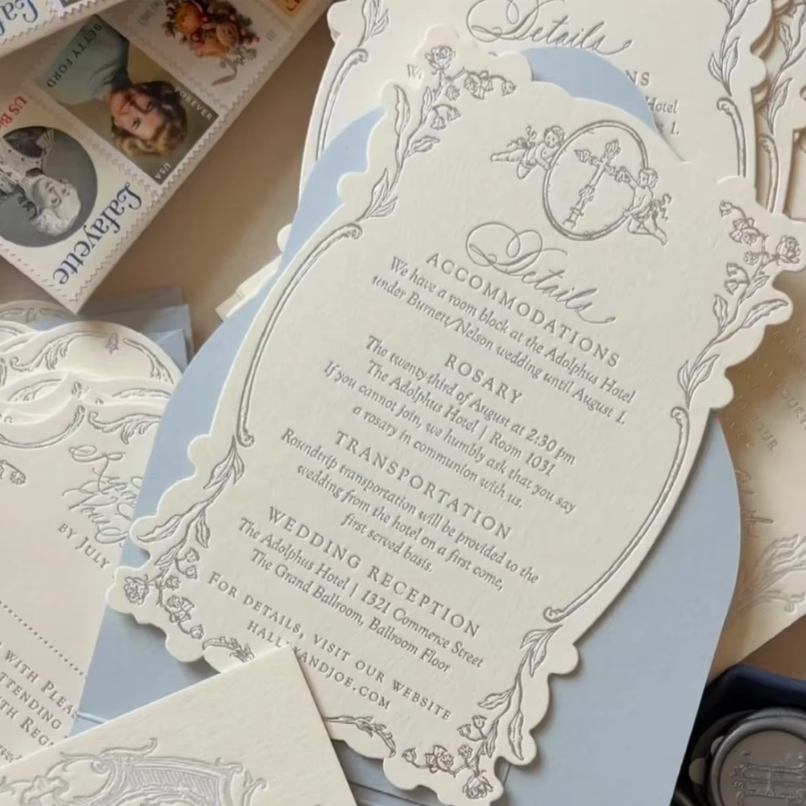 Letterpress Custom Logo Wedding Invitation Thank You Cards Corrugated Board Art Paper Film Lamination-Elegant Greeting Cards