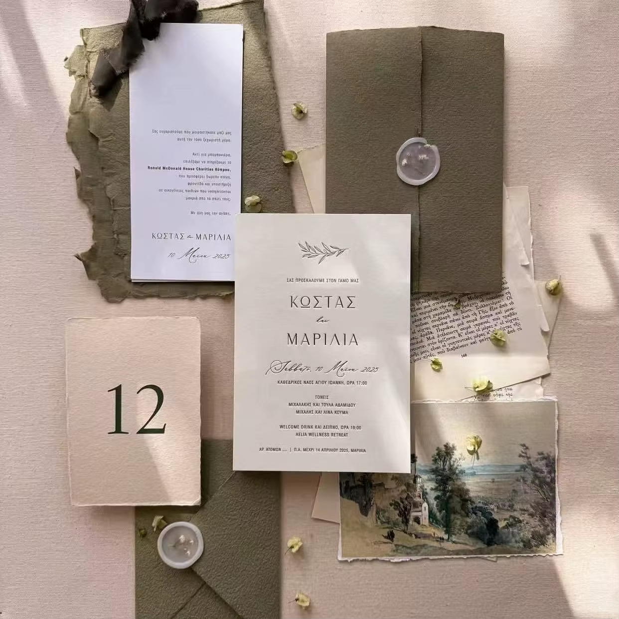 Customized Thickness Cotton Cardstock Wedding Invitation Cards Letterpress Printed Luxury Gold Foil 3D Embossed Custom Logo
