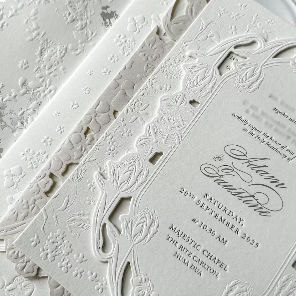 Custom Luxury Wedding Invitations Digital Printing Laser Cut Cardboard Wedding Cards with Fancy Paper Art Paper Embossed