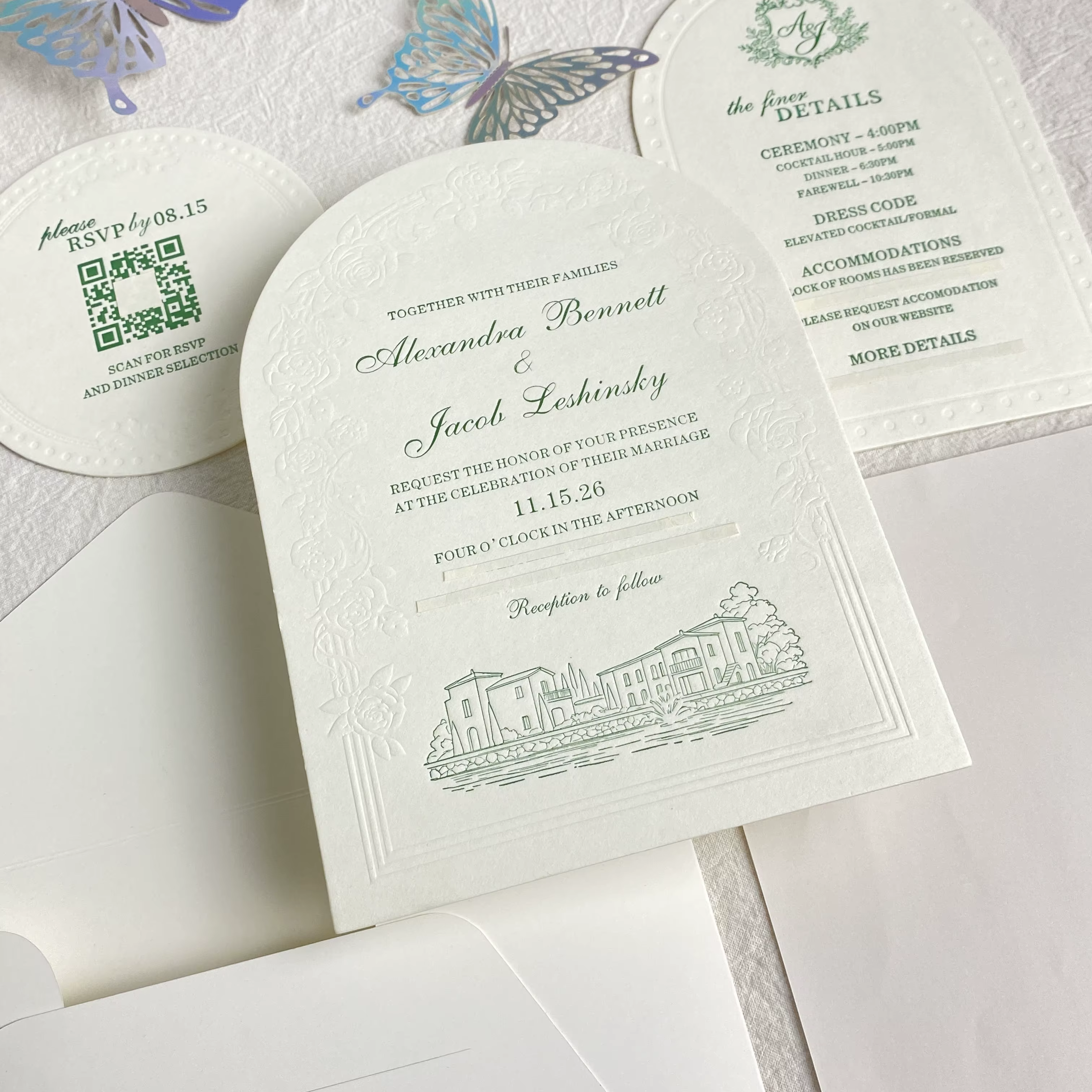 Customizable 3D Embossed Gold Stamping Vintage Wedding Card Invitation Greeting Cards Cotton Paper Personalized Handmade