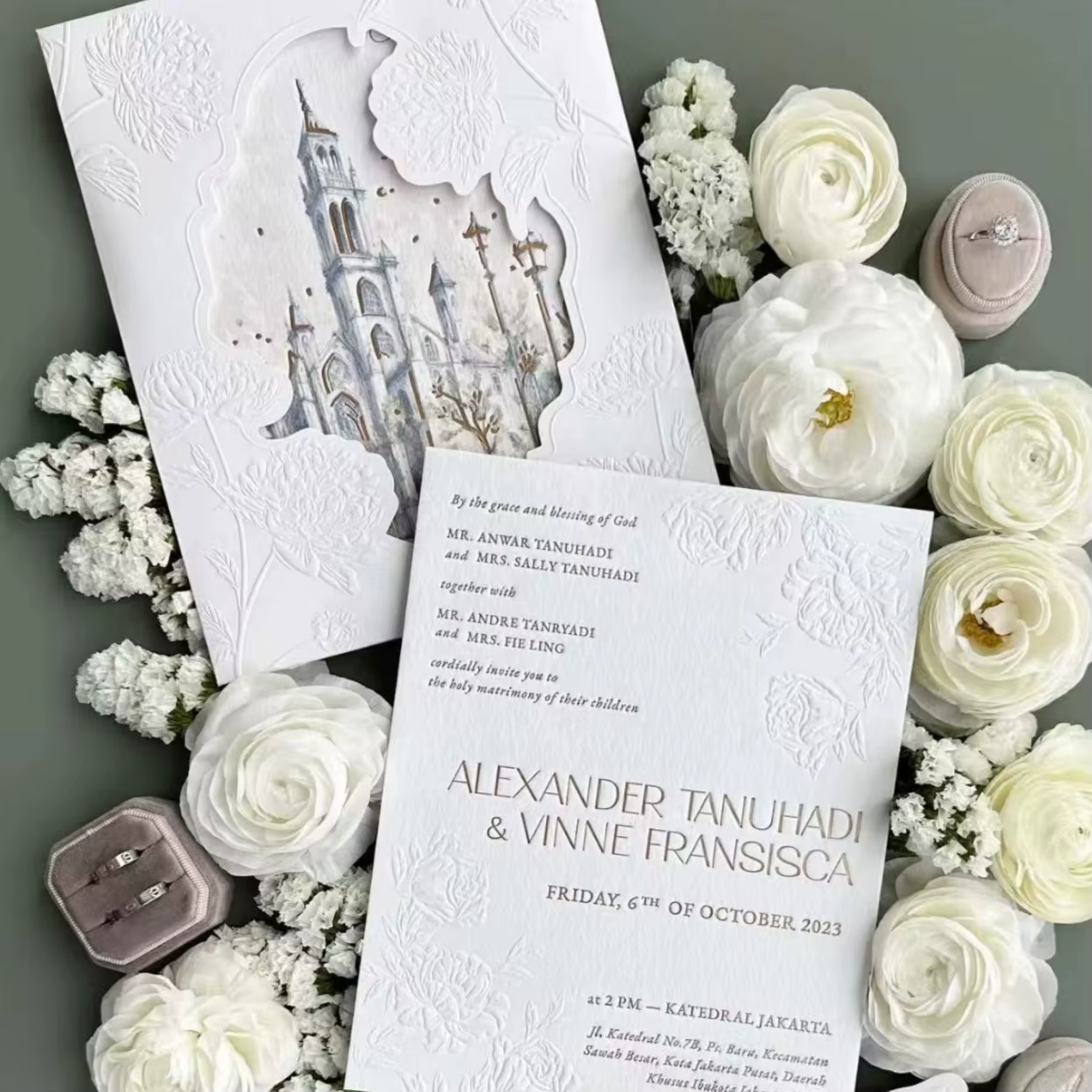 Custom Luxury Wedding Invitations Letterpress Printing Digital with Embossed Finish Art Paper Laser Cut Envelopes Greeting Cards