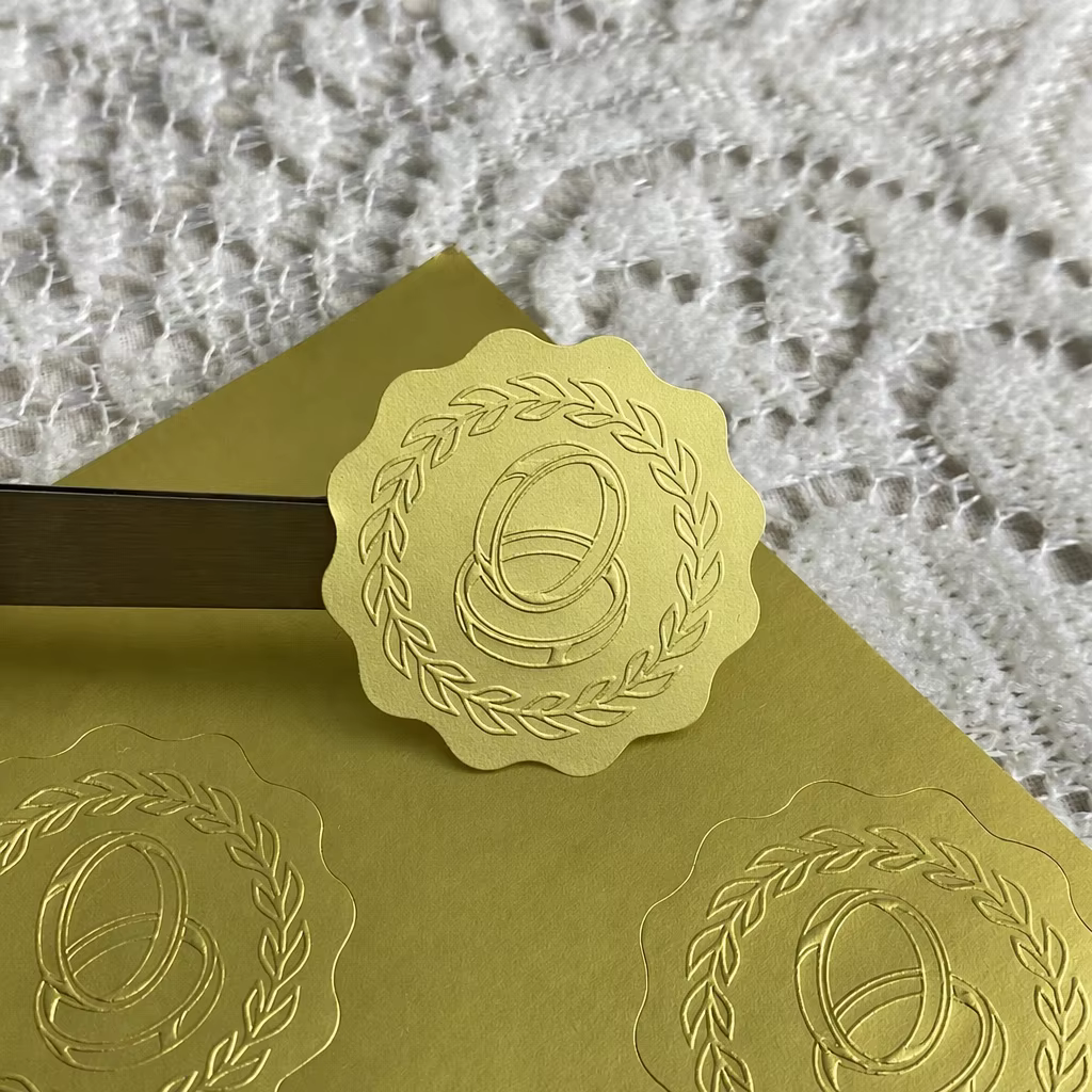 Custom Stickers, Waterproof Matte Gold Stickers 3D Embossed Round Labels Promotional Labels for Advertising and Marketing
