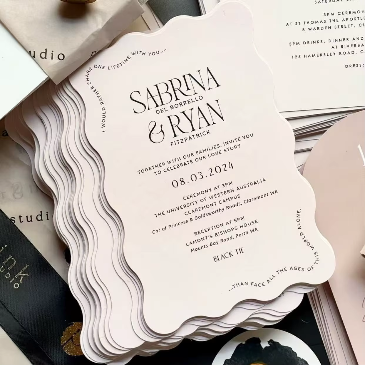 Custom Wedding Invitations with Envelopes RSVP Cards Itinerary Cards Art Paper Digital Printing Custom Shapes Available
