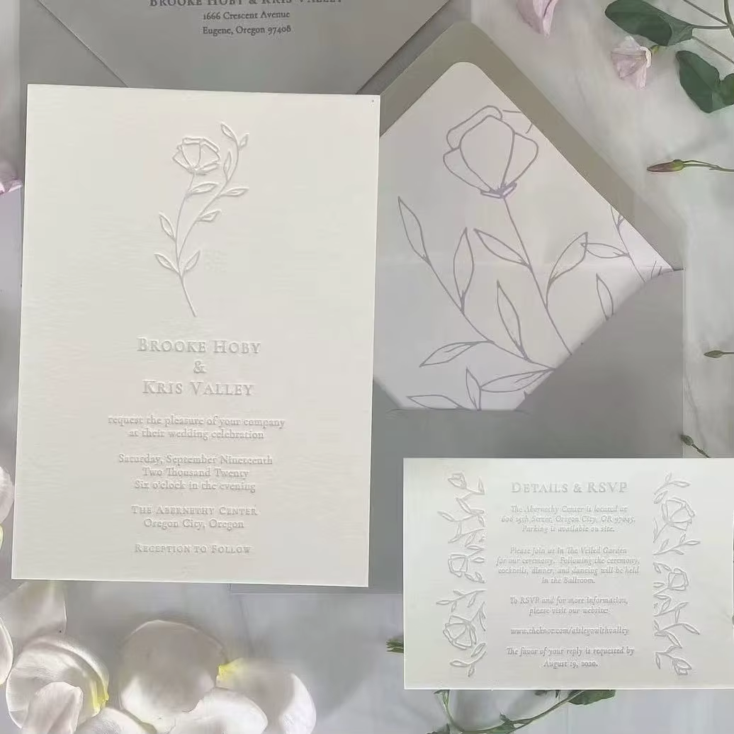 Custom Luxury Classic Wedding Invitation Letterpress Design for Stylish Weddings Paper Paperboard Printing