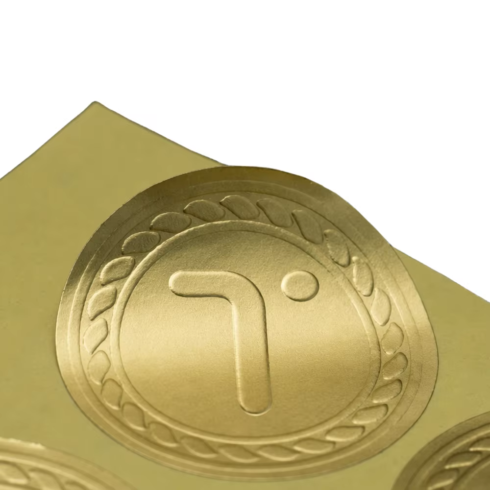 Factory Price Custom Logo Matte Gold Stickers Embossed or Debossed Matte Gold Finish 3D Emboss Deboss Printed Packaging Labels