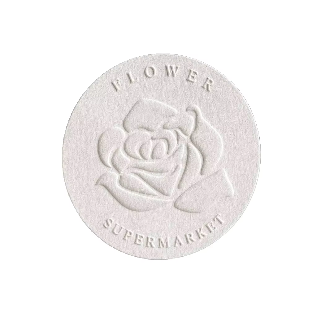 Custom Printed 3D Logo Embossed Art Paper Adhesive Sealing Stickers for Packaging Labels