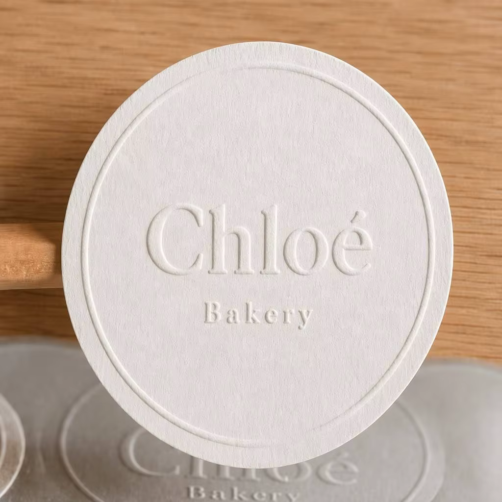 Custom 3D Embossed Adhesive Stickers Business Own Design Texture Paper Logo Embossed Printing Packaging Labels for Candles