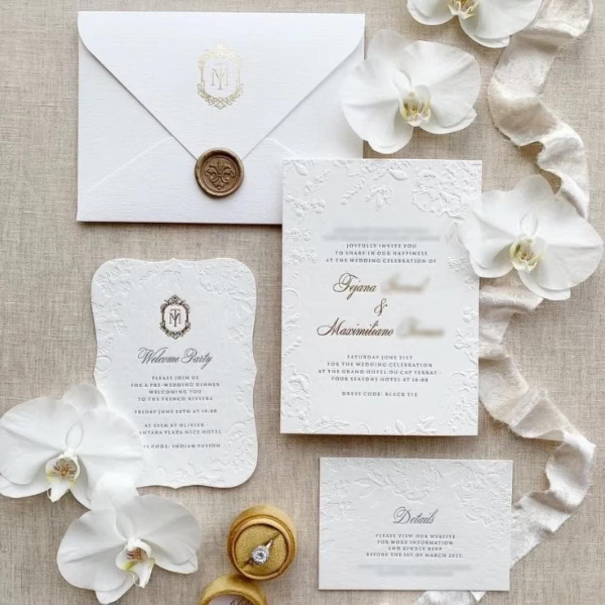 Custom 3D Blind Embossed Wedding Invitations, Available in Coated Paper & Specialty Paper, Custom Logo Printing