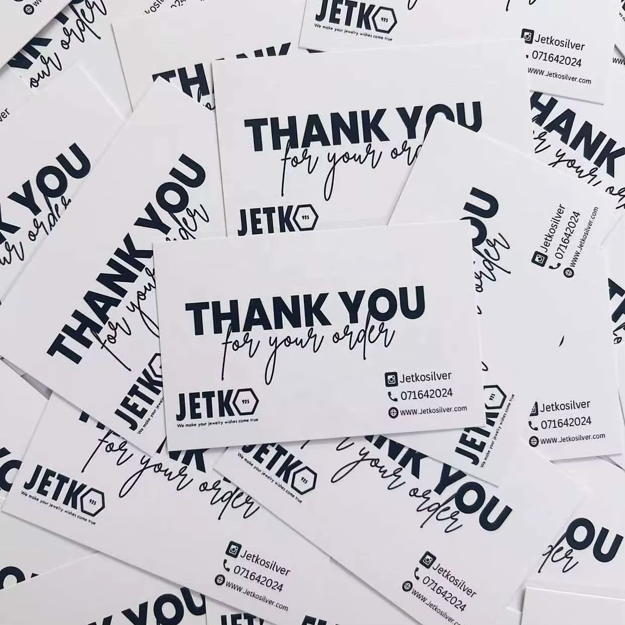 Packaging Thank You Cards Custom Printed on Coated Fancy Paper Cardboard Digital Offset Printing Fast Artwork Sample Production