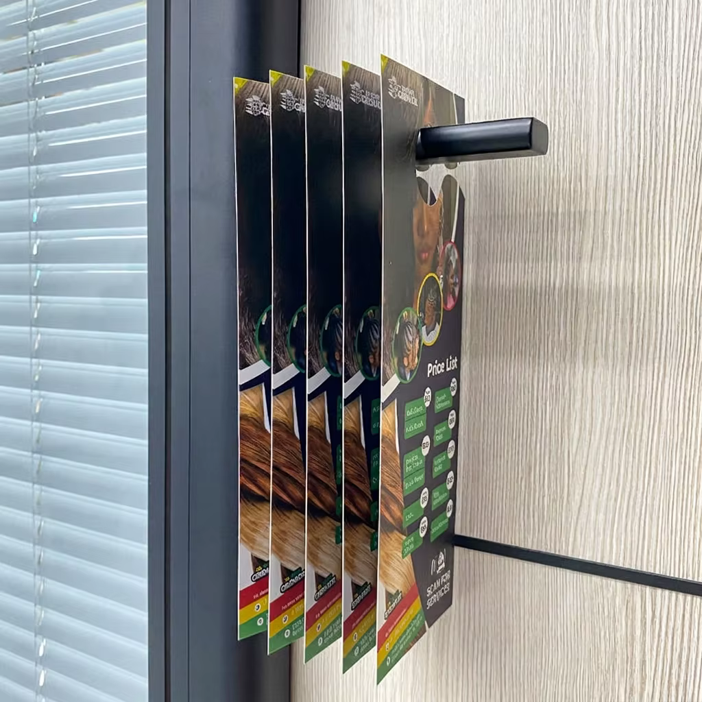 Full Service Printing Solutions for Hospitality Amenities Stationery Suite Custom Logo Door Hanger