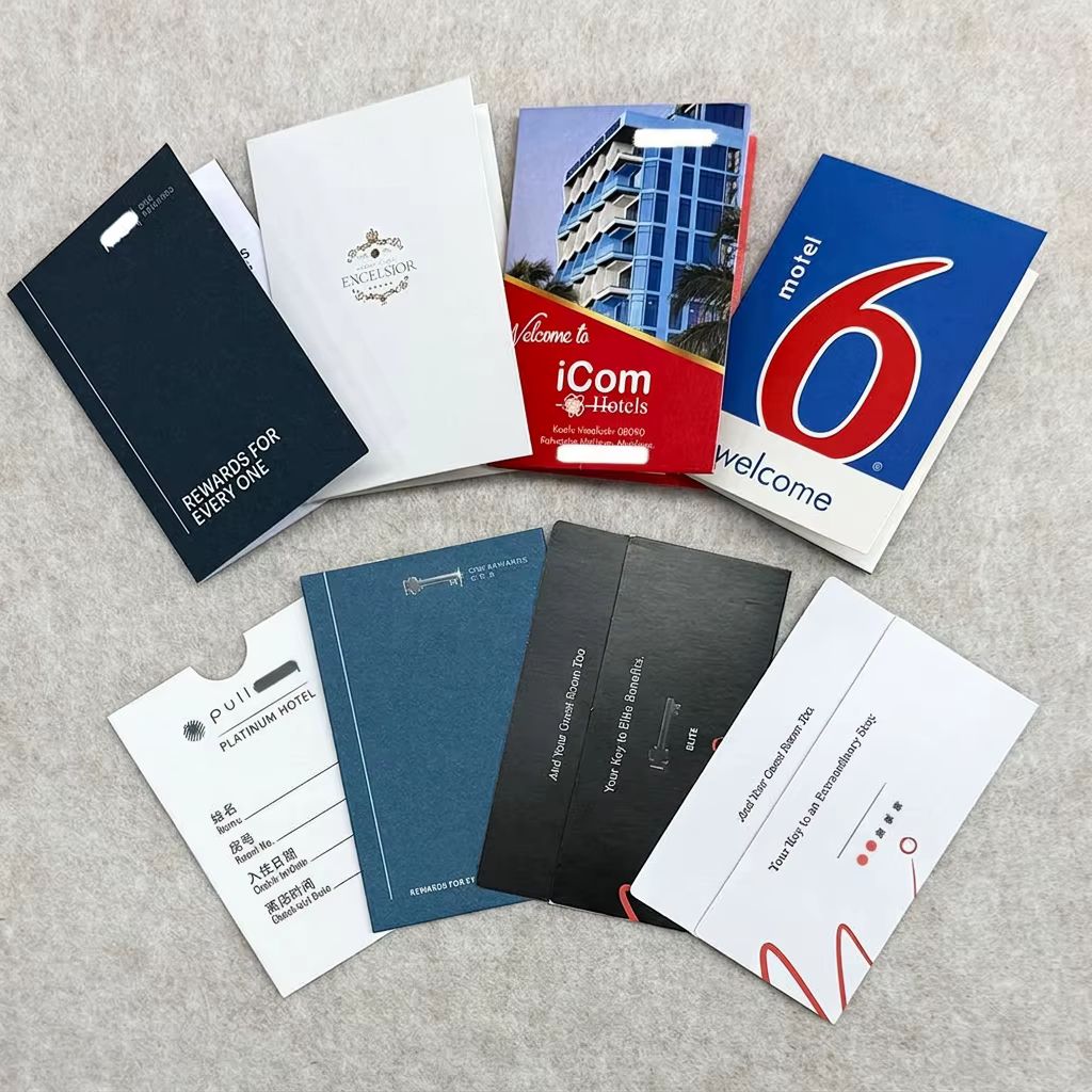 Custom Hotel Key Card Holders Wholesale Bulk Hospitality Packaging Solutions Full Color Printing Bifold Resort KeycardProtectors