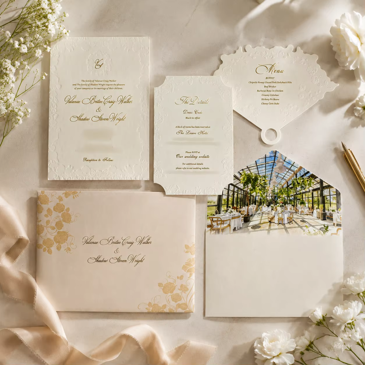 Custom Simple Elegant Wedding Invitation Card Refined Letterpress for Modern Marriage Ceremony Party Reception Special Event