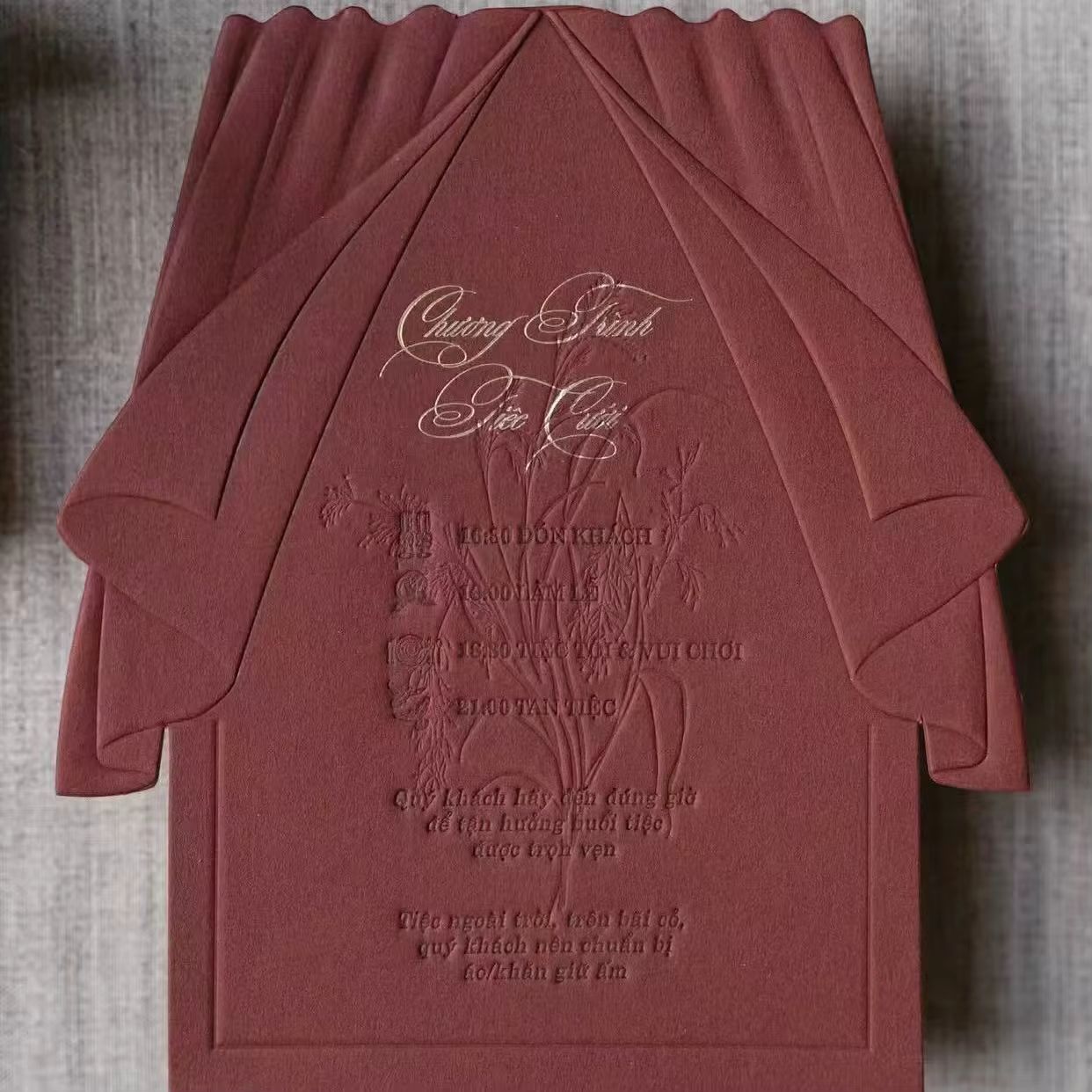 Luxury Custom Die Cut Letterpress Printing Embossed Wedding Invitation Greeting Card Paperboard Design by Totem Custom