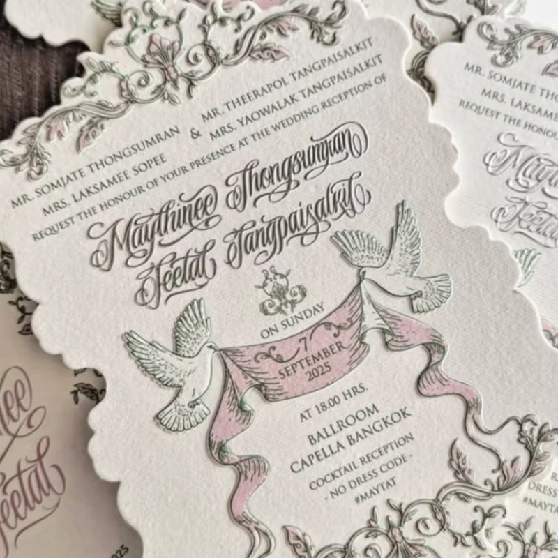 Custom Cotton Cardstock Business Cards with Embossed Finish Letterpress Printing Custom Logo for Wedding Event Planners
