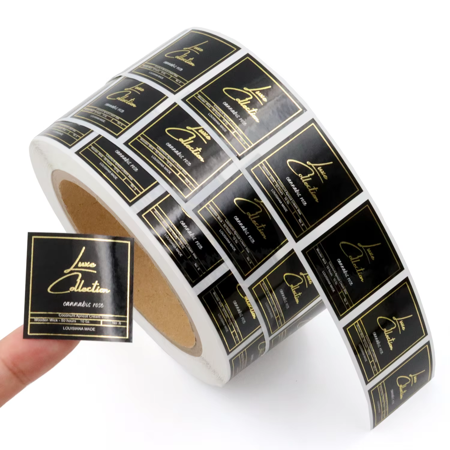 Aesthetic Gold Foil Packaging Labels Black Matte Stickers for Small Business Unique Design Waterproof Vinyl Decal Roll Supply