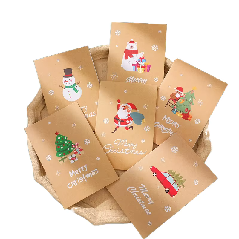 Custom Logo Christmas & Business Holiday Greeting Cards Offset Printed Art Paper Surface Finish Bulk Stock Ready