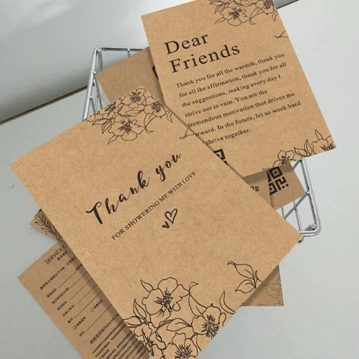 Custom Packaging Thank You Cards Kraft Paper, Digital Printing Fast Proofing Sampling, Ideal for Including in Order Packages
