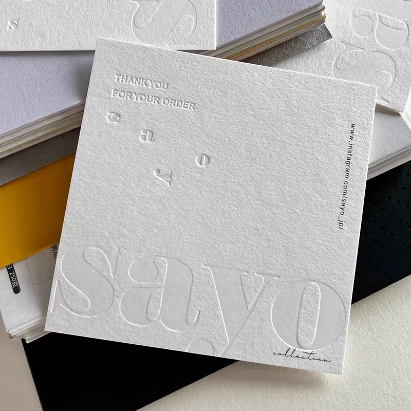 Custom Logo Embossed Greeting Cards with Art Paper Letterpress Printing Fast Design Sampling