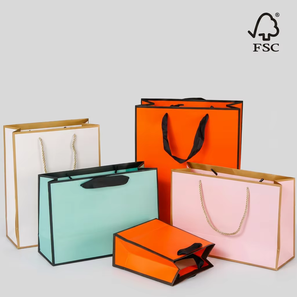Sophisticated Geometric Linear Style Retail Bag Custom Print Logo Personalized Packaging for Contemporary Designer's Shop