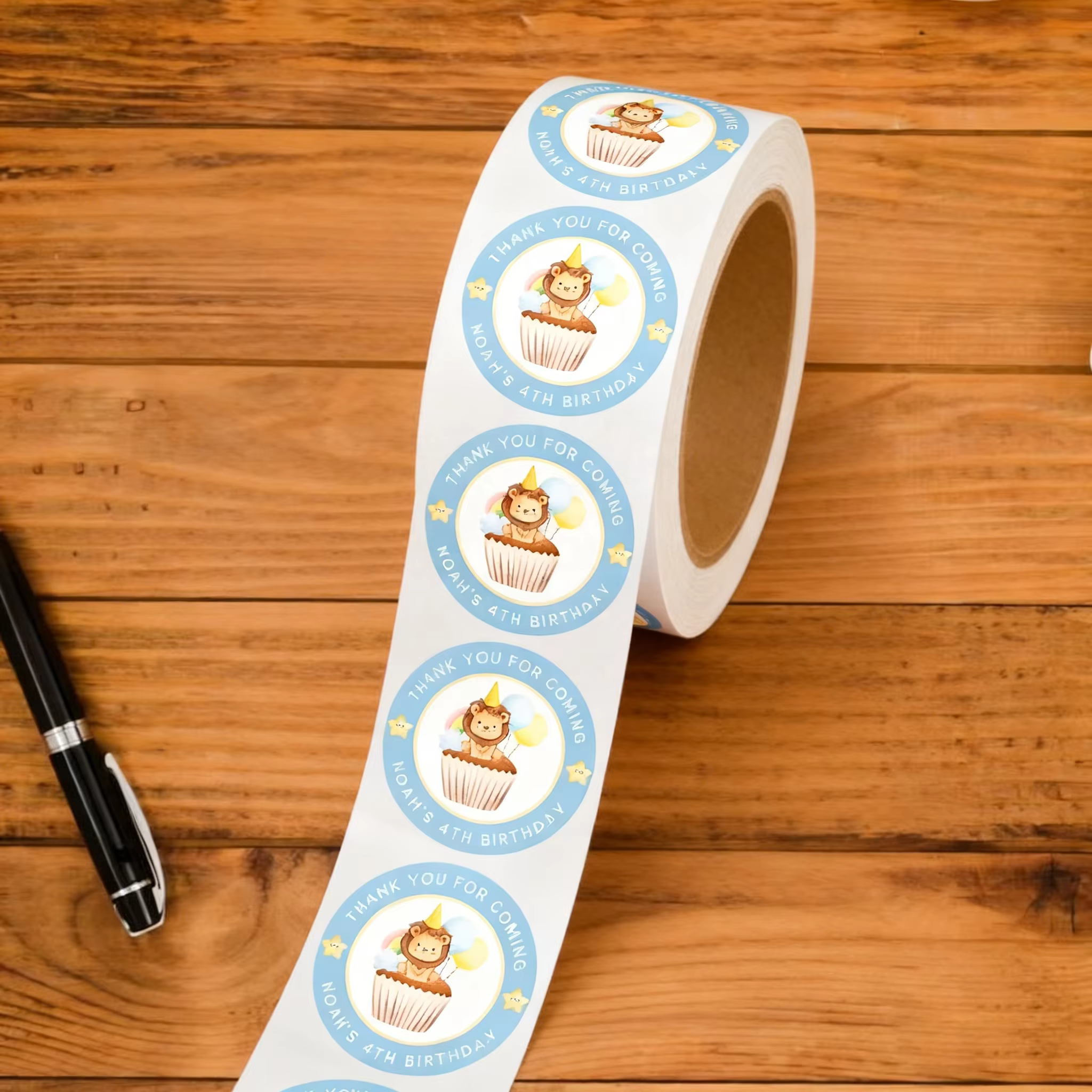Custom Waterproof Cake Dessert Shop Logo Roll Stickers Round Adhesive Coated Paper Material for Brand Packaging
