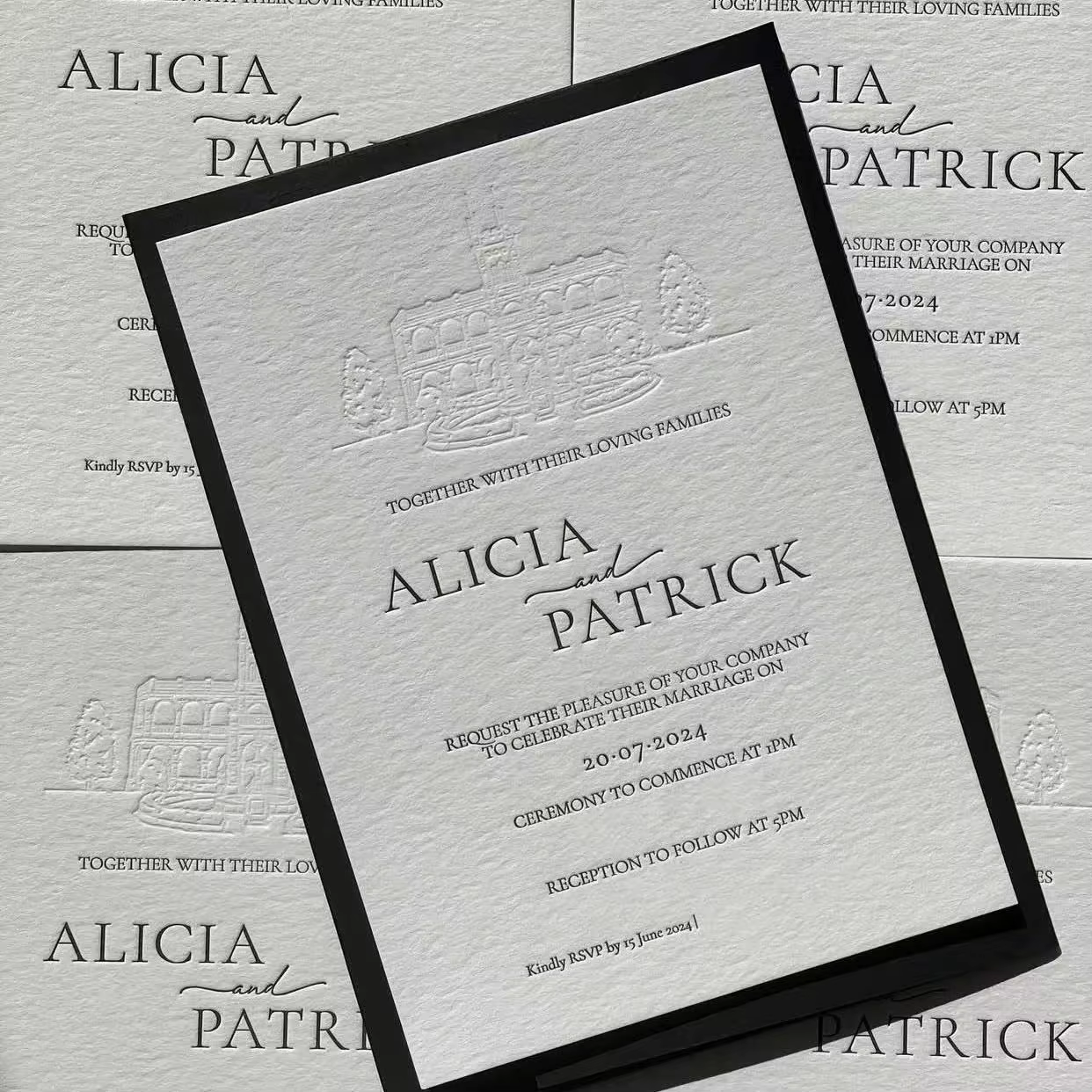 Custom 700G Cotton Cardstock Menu Cards Wedding CardsWedding Invitations Debossed Wedding Invitation CardsBusiness Cards