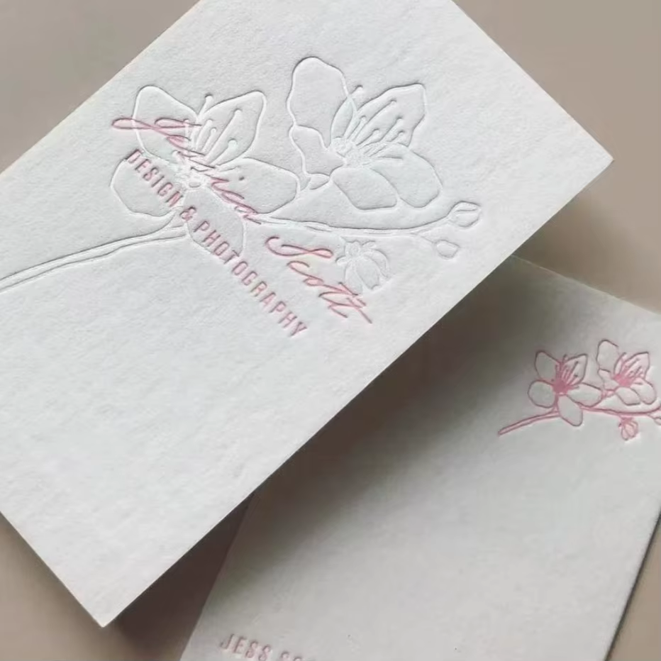 Custom Embossed Business Cards for Small Businesses Letterpress Cotton Cardstock Embossed Fast Design Service