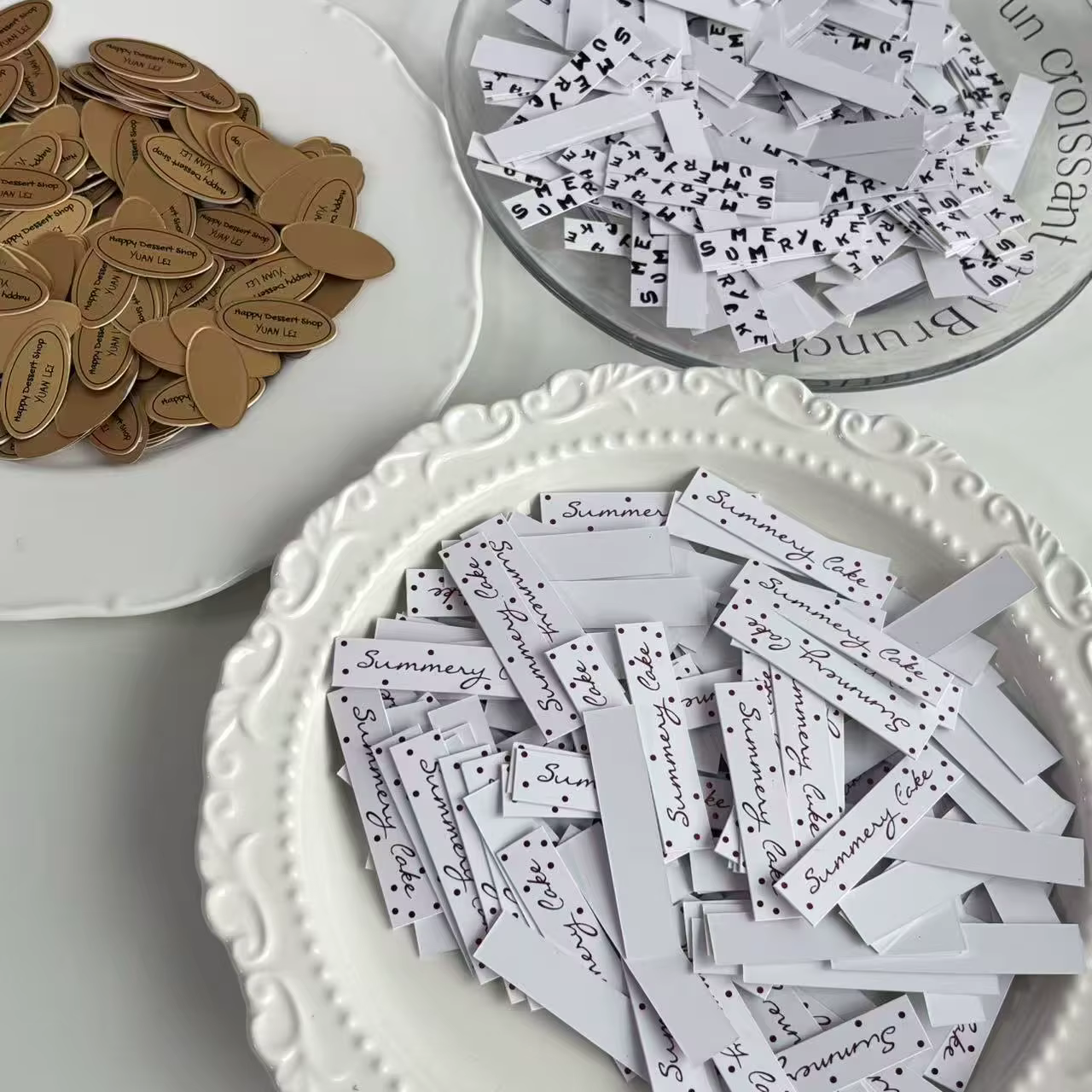 Wholesale Custom Logo Coated Paper Labels for Cake Tops Dessert Decorations Cake Inserts-Film Laminated