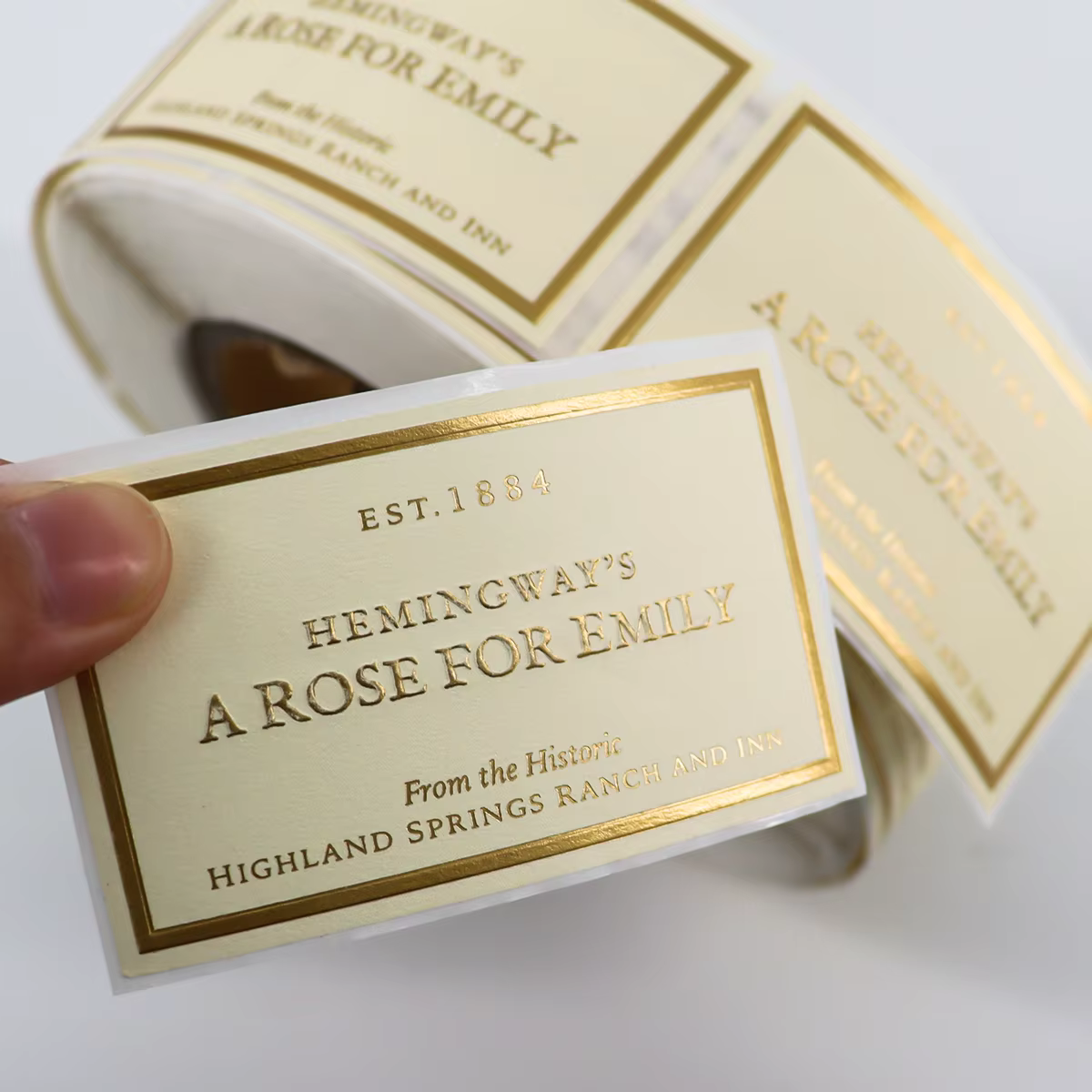 Custom Gold Foil Roll Labels Coated Paper Stickers for Luxury Perfume Bottle Packaging Elegant Branding Wholesale Factory Price