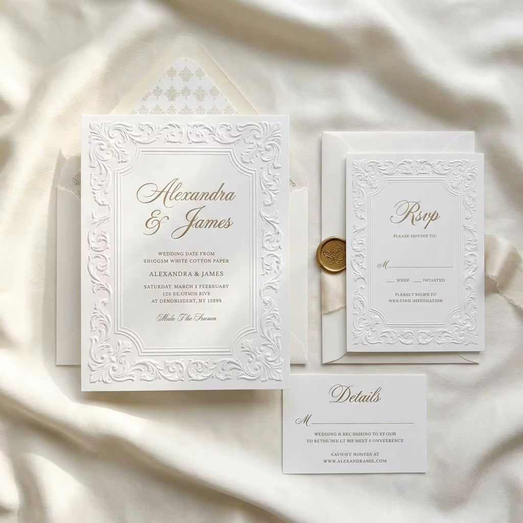 Professional Planner Choice 3D Relief Art Paper Customizable Wedding Invitations RSVP Thank You Card Details Envelope Suite