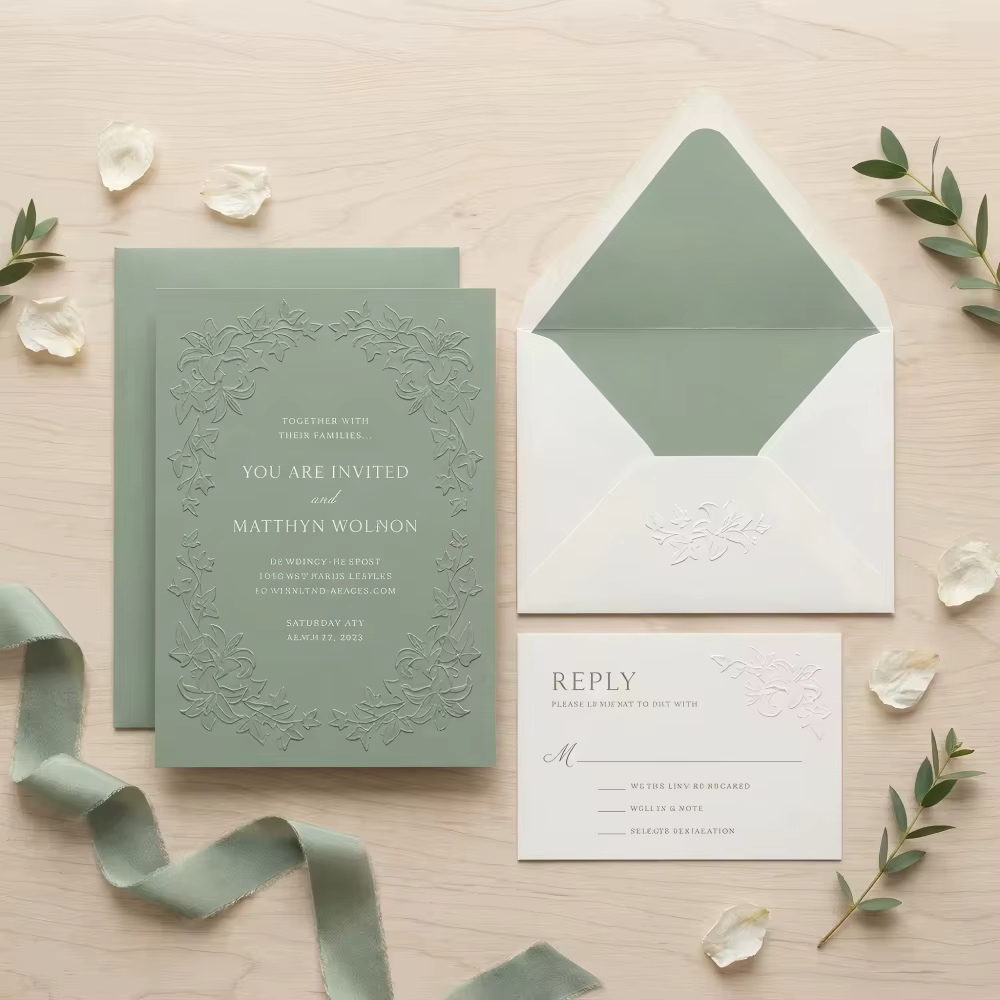 Romantic Manor 3D Embossed Wedding Invitation Set Envelope RSVP Thank You Card Details Stationery Suite Cardboard Art Paper