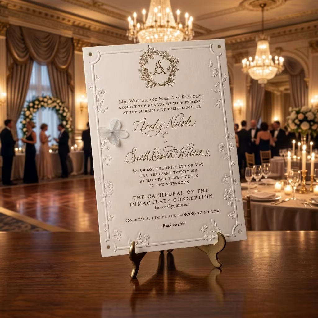 Professional Planner Choice Luxury 3D Embossed Wedding Invitations Baroque Ornate Frame Gold Foil Card Envelope Liner Set