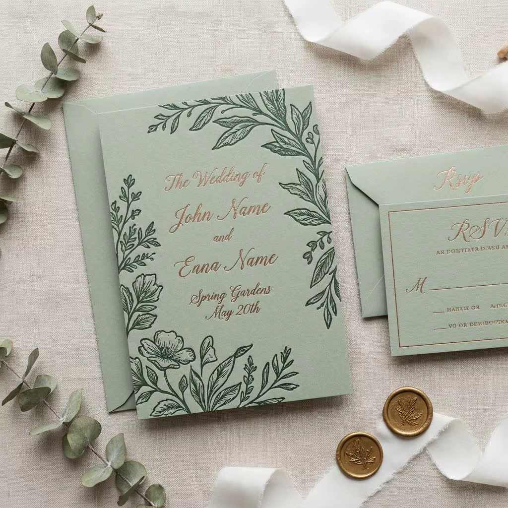 Romantic Manor 3D Embossed Wedding Invitation Set Envelope RSVP Thank You Card Details Stationery Suite