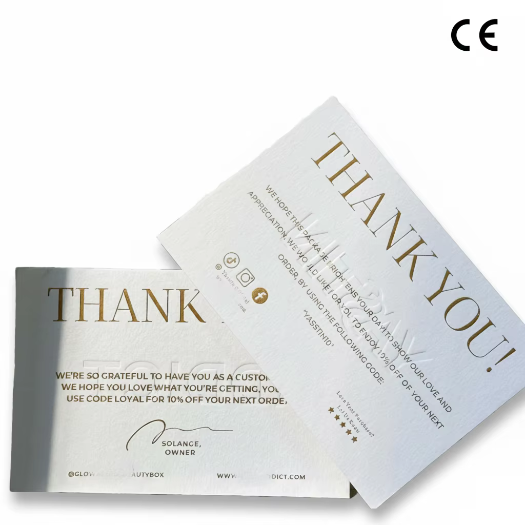 Totem Custom Custom Gold Foil Business Thank You Cards Small Business Packaging Premium Textured Paper Film Lamination