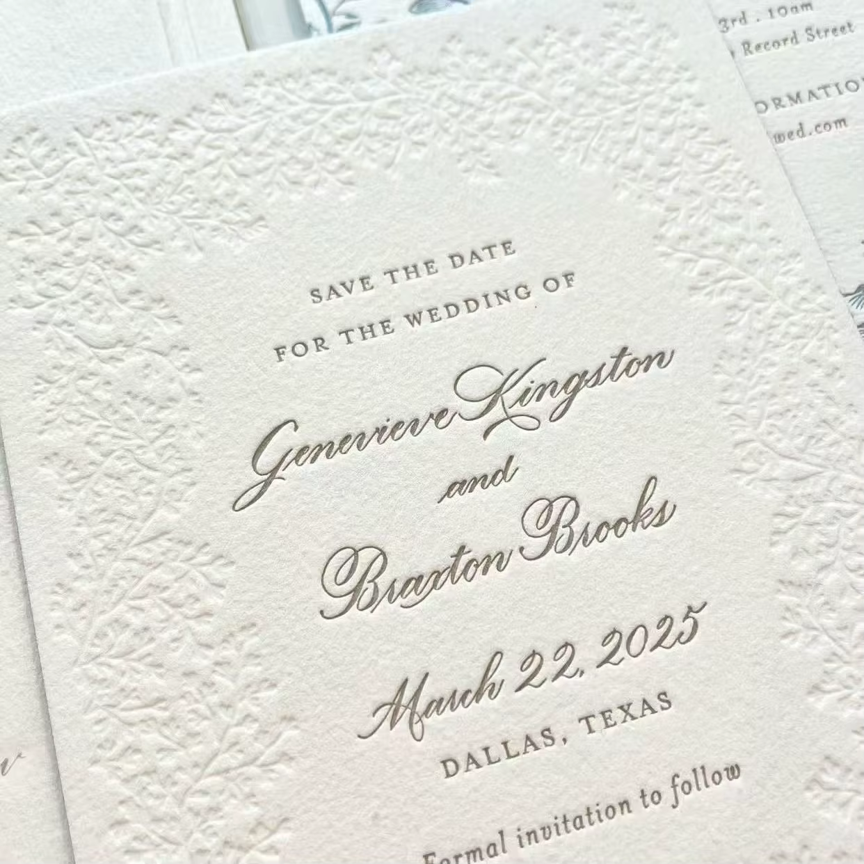Custom 3D Embossed Invitation Cards for Special Events Weddings Handmade Letterpress Printing Cardboard Paper Totem Custom