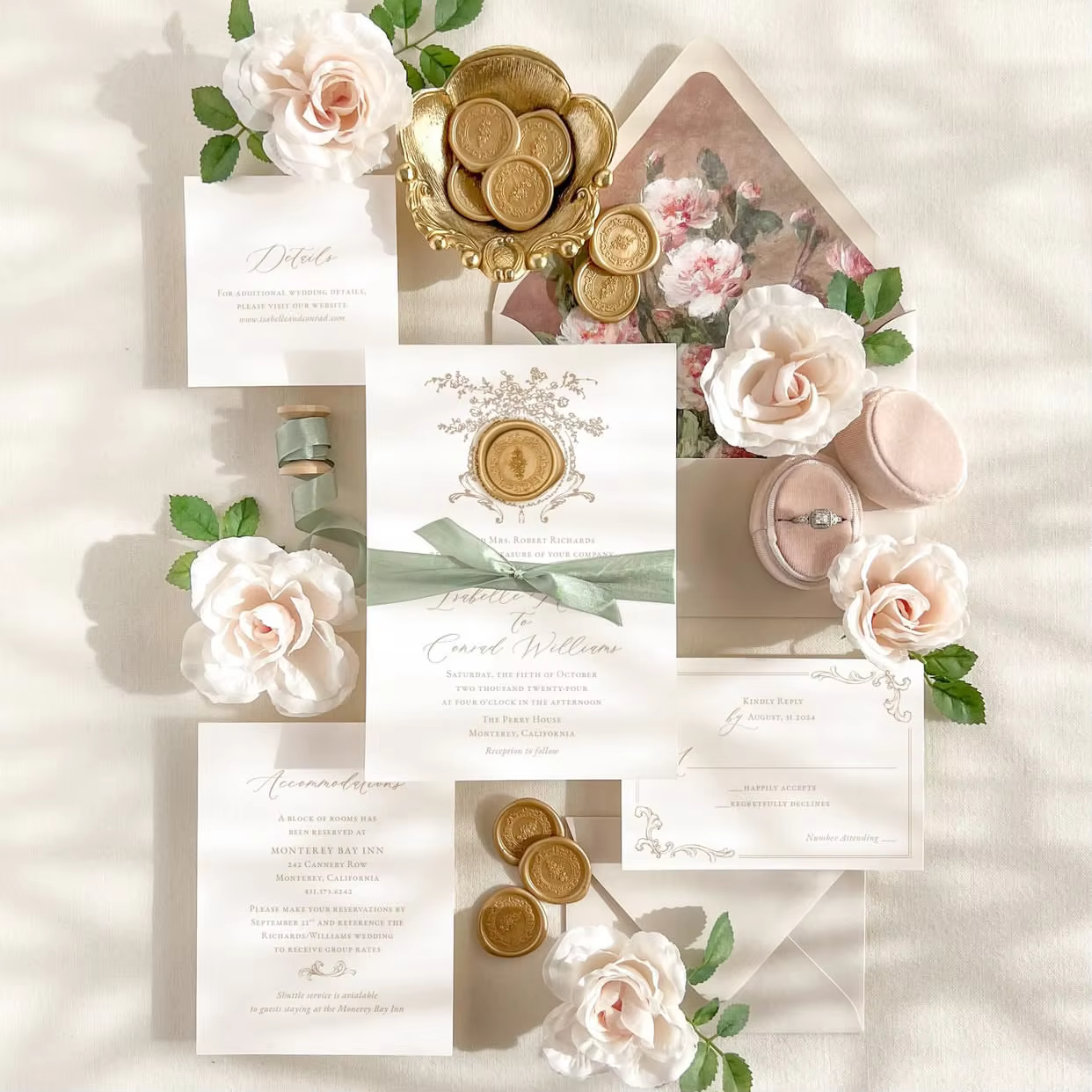 Luxury Classic Wedding Invitation Set Elegant Design Includes RSVP Card Details Card Envelope Packaging