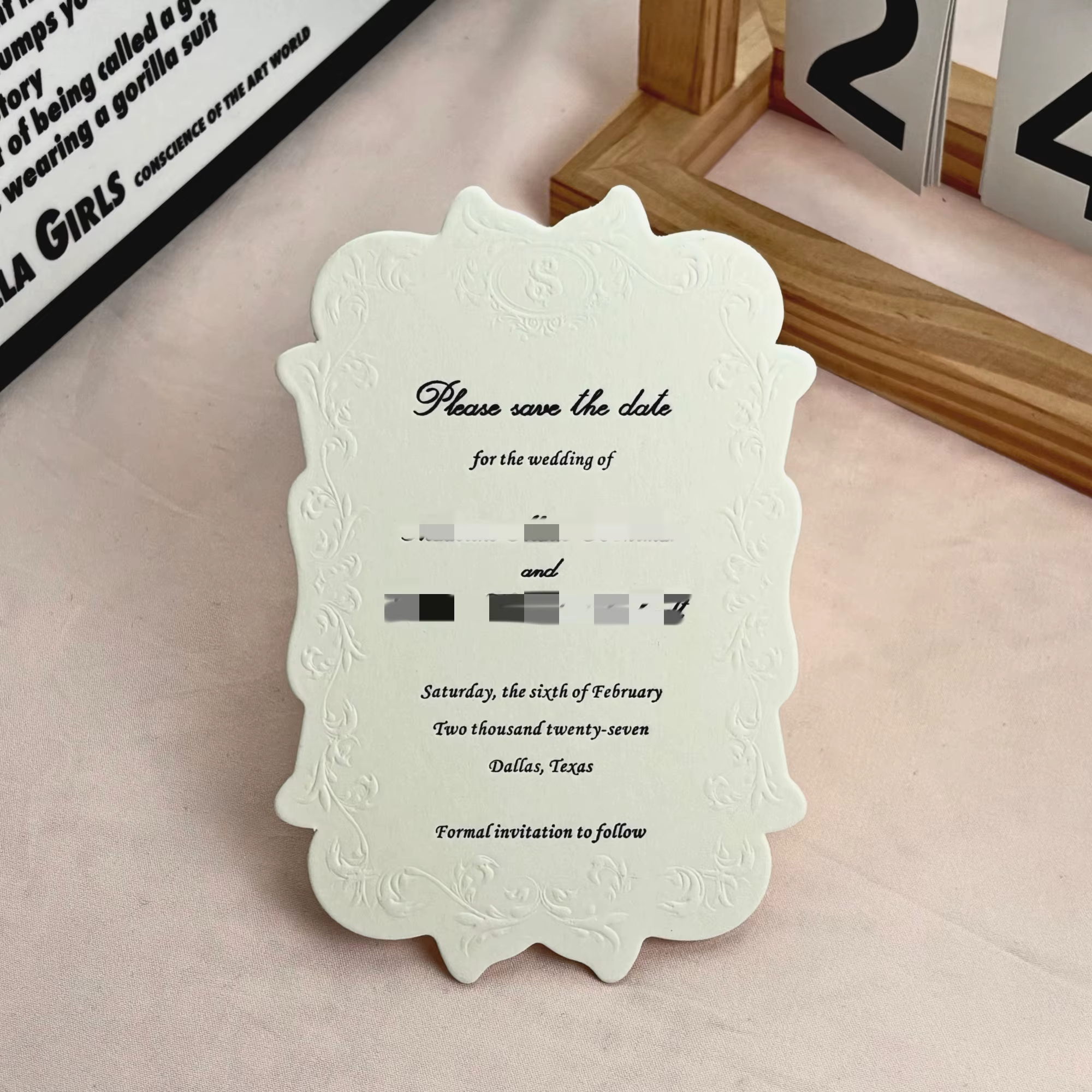 Custom Embossed Wedding Invitations Letterpress Printed with Embossed Cover, Fast Design Proof Rapid Sampling