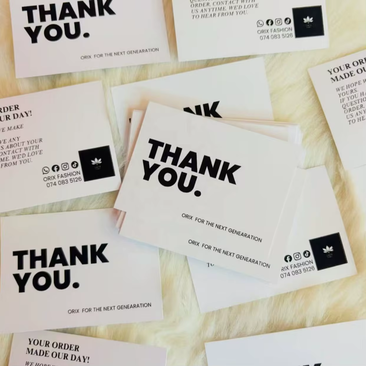 Custom Business Thank You Cards Coated Paper Digital Printing with Lamination for Small Businesses