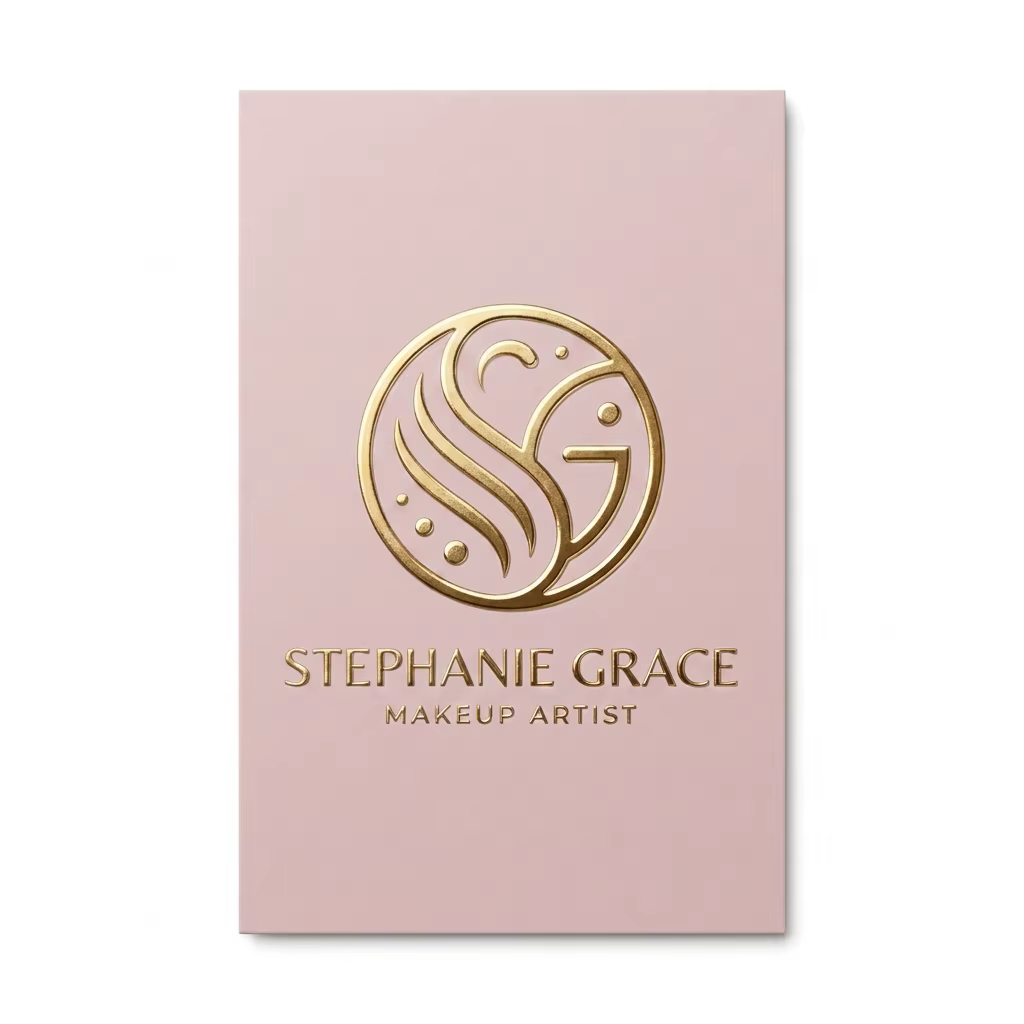 Luxury Pink Gold Foil Business Card for Makeup Artist Featuring 3D Embossed Logo and Premium Thick Paper for Beauty Branding