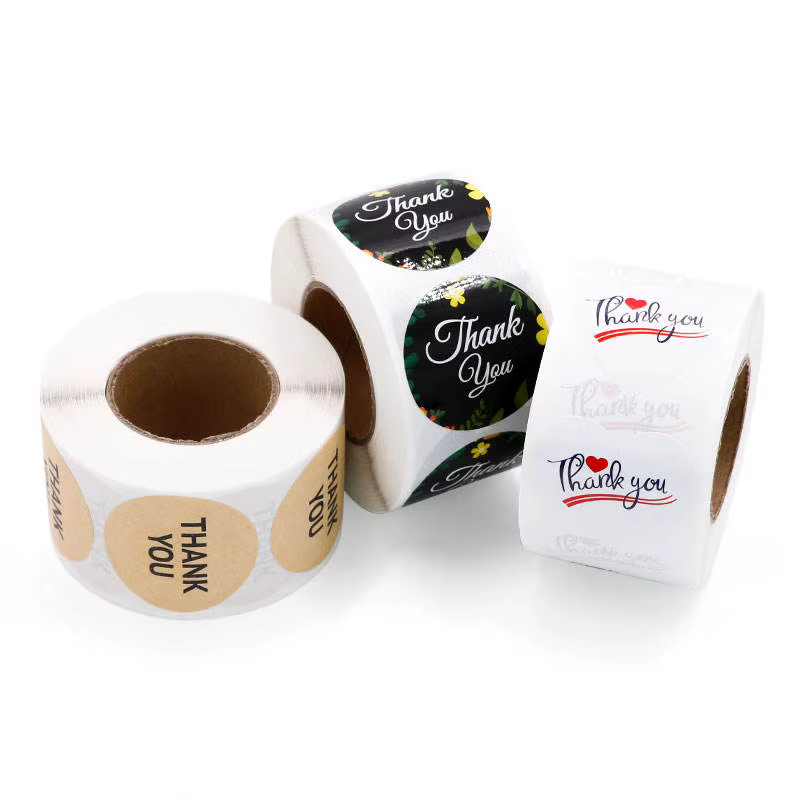 Personalized Thank You Packaging Sticker Custom Logo Print for Boutique Shop Supplies Durable Adhesive Round Circle Labels B2B