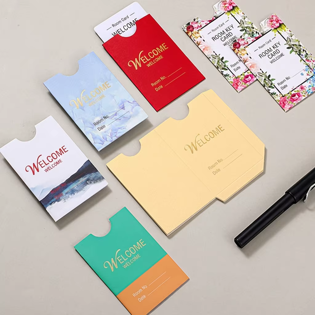 Professional Hotel Key Card Sleeve Custom Card Holder Boutique Hotel Stationery Keycard Protector Personalized Key Envelope