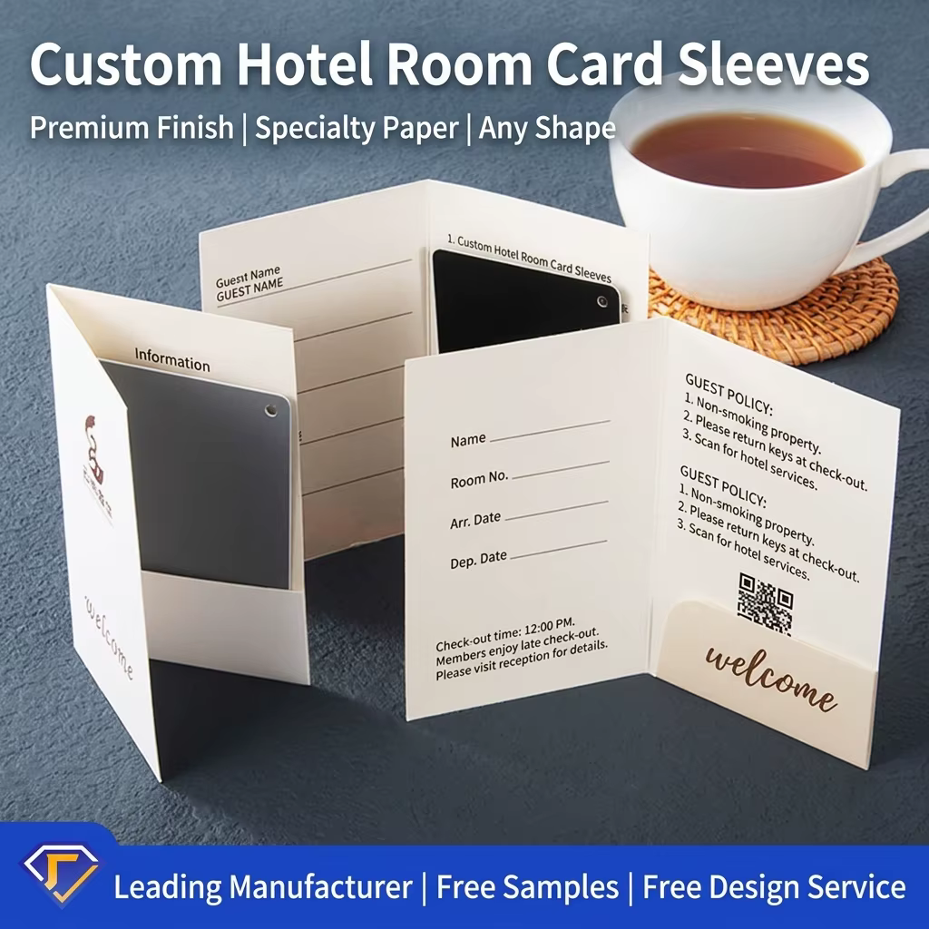 Custom Hotel Key Card Sleeve Professional Printing Factory Direct Die Cut Keycard Holder Boutique Hotel Stationery Envelope
